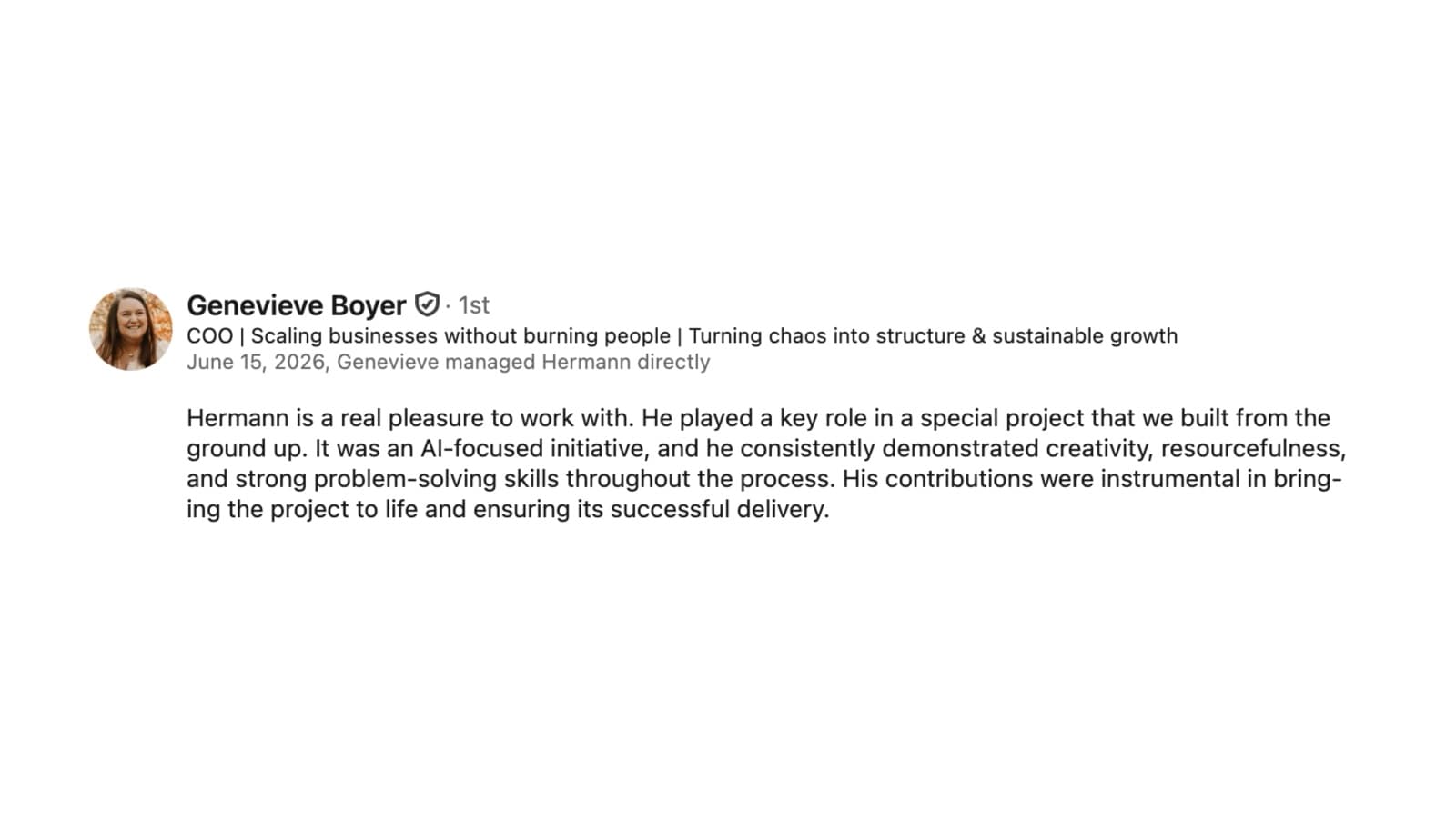 LinkedIn recommendation 1